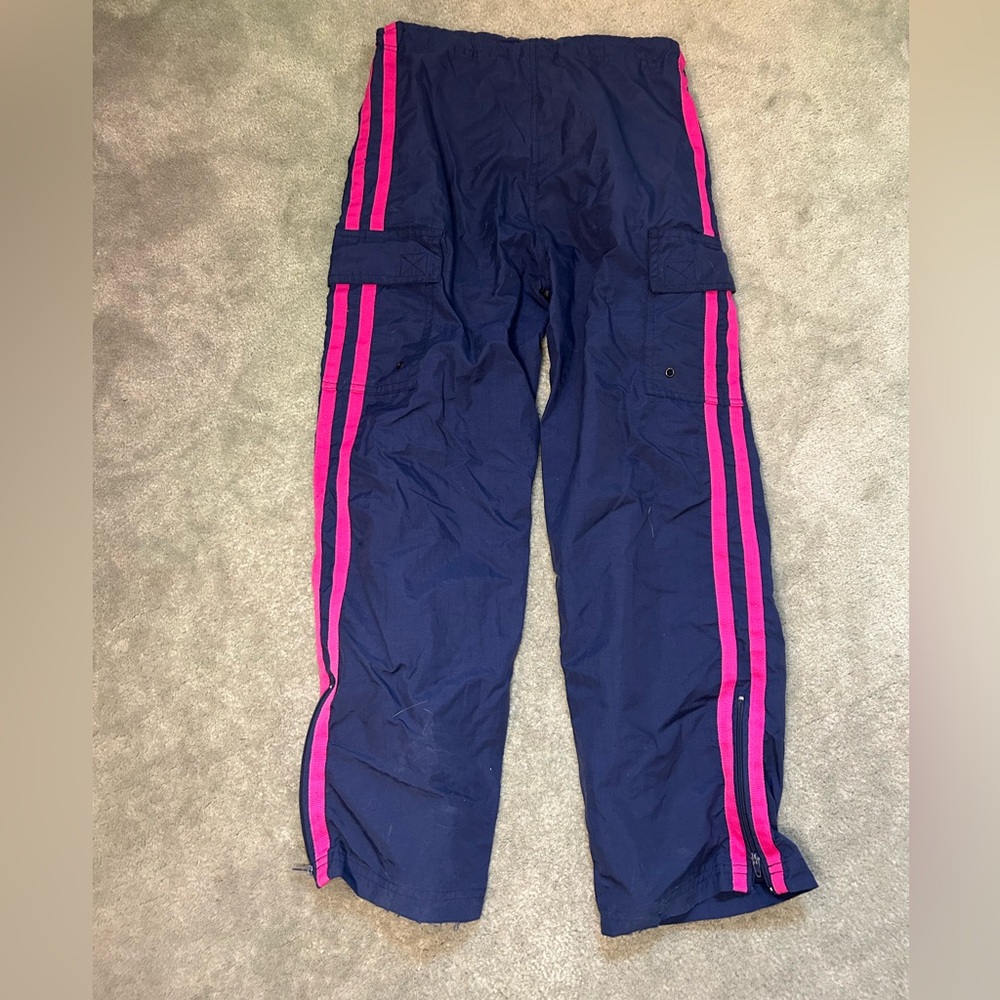 Kids Navy and Pink Cargo Pants 90s style wind breaker. Extreme Limit  size 7-8